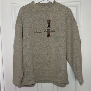 Vintage Embroidered Rocky Mountain National Park Beige Sweater Large